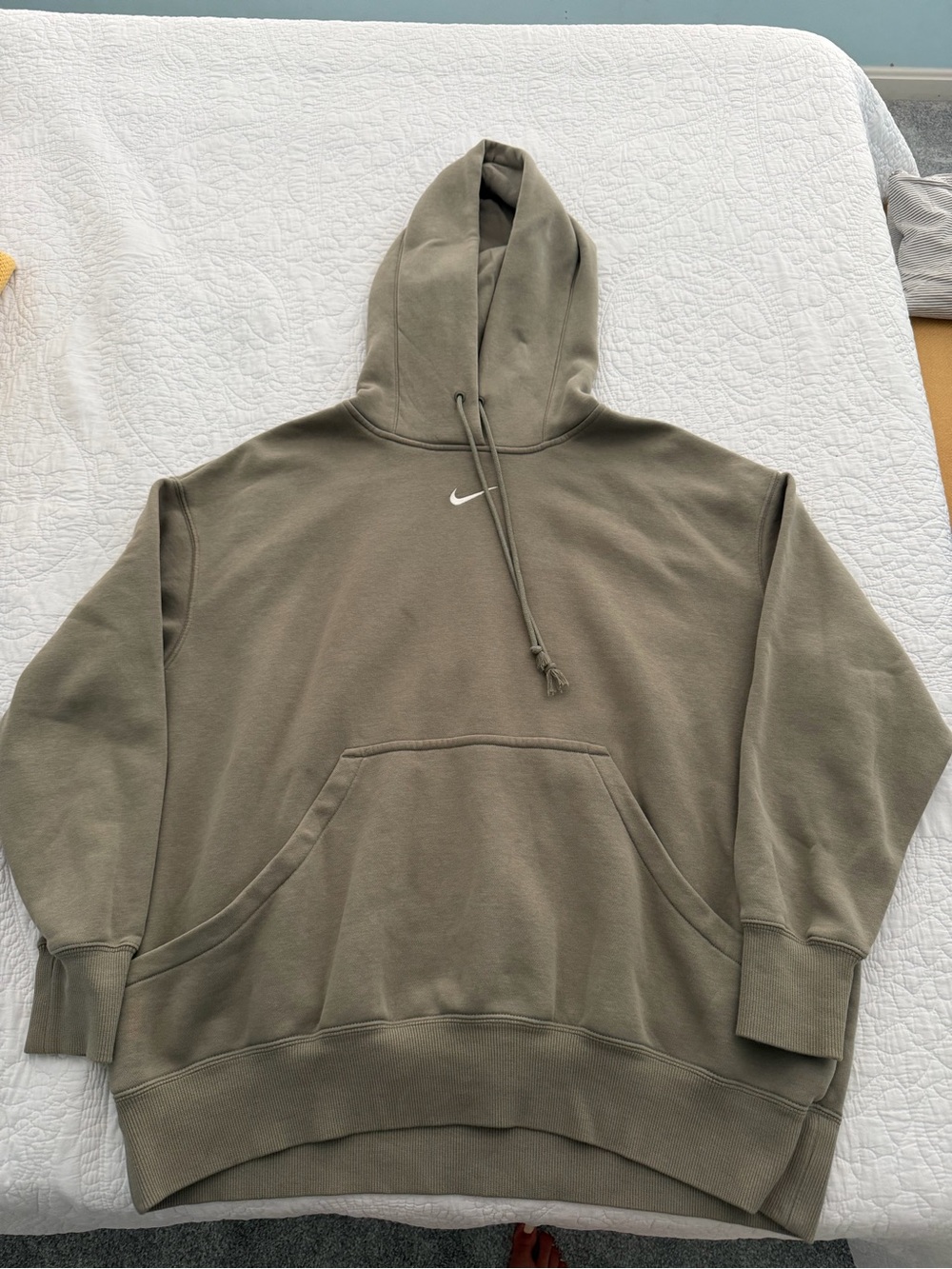 Nike Unisex Olive Pullover Hoodie with White Swoosh
